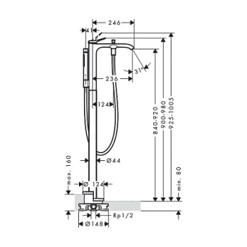 Напольный смеситель для ванны Hansgrohe Vivenis 75445670, матовый чёрный
