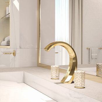 Смеситель для раковины THG Nihal Porcelaine Ivoire U2N-F30-151 soft gold