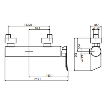 Смеситель для душа Gattoni Soffio однорычажный, выход снизу, хром 8125/81C0cr