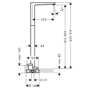 Излив на ванну напольный hansgrohe Metropol 32531000