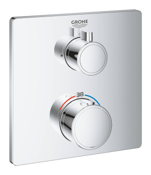 Термостатический смеситель для душа GROHE Grohtherm, квадратная розетка, хром 24078000