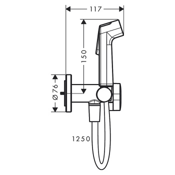 HG Bidette E Гигиенический душ со смесителем,   держатель, цвет шлиф черный хром(без внутренней части 29235180)