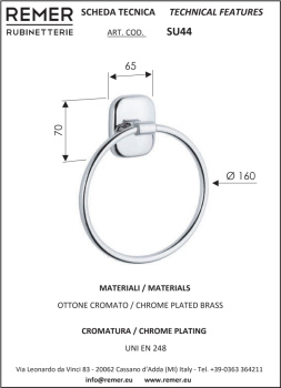 Полотенцедержатель Remer Suite хром (CR) SU44CR