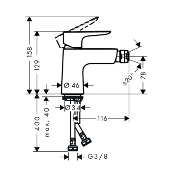 Смеситель для биде hansgrohe Talis E 717,2100 со сливным клапаном push-open, хром