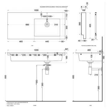 Раковина подвесная Cielo Era ERLA100DX CP 100 см правая розовый