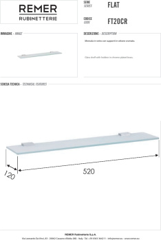 Полка Remer Flat 52 см хром (CR) FT20CR