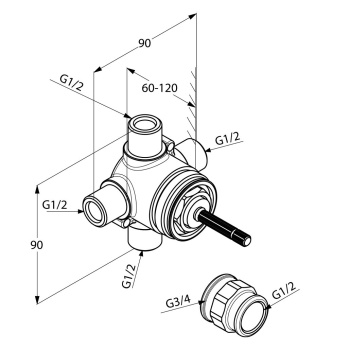 Скрытая часть для смесителя Kludi 29747, бронза