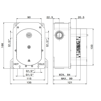 Встраиваемая часть для душа Newform 1/2 на 2 источника, 31061.00.000