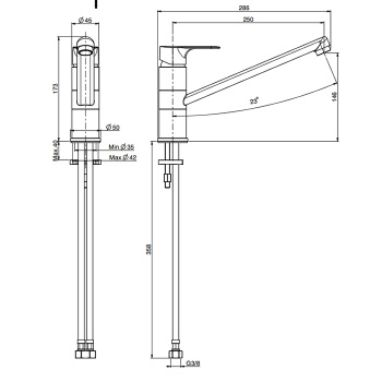 Смеситель для кухни Fima Carlo Frattini Kitchen на 1 отверстие, Serie 22, хром F3897CR