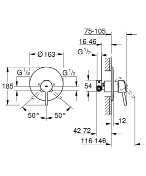 Смеситель для душа GROHE Concetto внешняя и встраиваемая части, хром 32213001