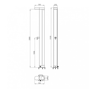 Душевая колонна Nofer на солнечных батареях с душевой лейкой и смесителем 13422.B