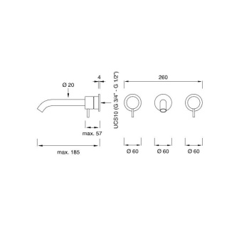 Смеситель для ванны CЕА Design Milo360 MIL 38 S сталь