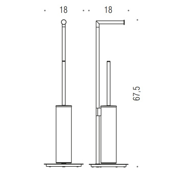Стойка напольная с держателем туалетной бумаги Colombo Mini ерш H61,5cм D18cм, PVD нержавеющая сталь B4018.HPS1