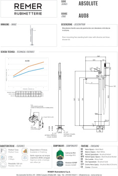 Смеситель для ванны Remer Absolute  напольный белый матовый AU08BO