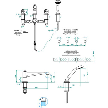 Смеситель на борт ванны THG Capucine Vert Decor Platine A7E-A02-112BSG хром