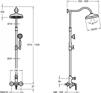 Душевая стойка Jacob Delafon Cleo 1889 E24311-CP, хром