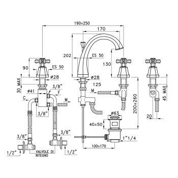 Смеситель для раковины Stella Eccelsa 3225tc EC 00016 AU00 золото