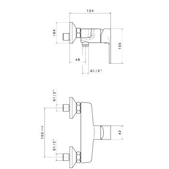 Смеситель для душа PIANO настенный Kerama Marazzi хром 69355KM.21.018