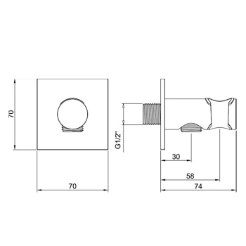 Душевое подключение с держателем круглое Almar Round квадр. отражатель, nickel brushed E095039.NB
