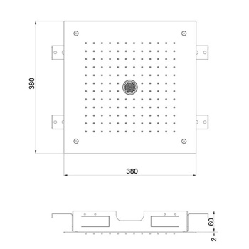 Встраиваемый верхний душ Almar 38х38, 2 типа струи, медь брашированная pvd E044258.CO