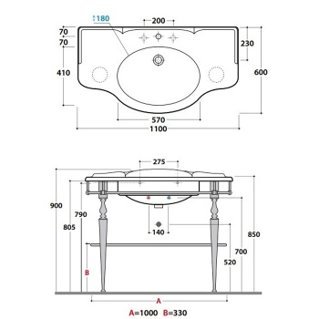 Консоль с раковиной Globo Paestum 110х60см, с 1 отв. под смеситель, Консоль с раковиной, напольная, хром/раковина белая PATC22 cr