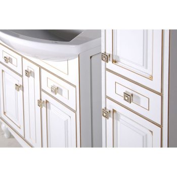 Тумба под раковину ASB-Woodline Верона 75см белый с золотой патиной 9077