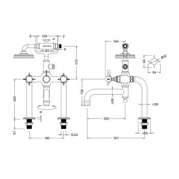 Смеситель для ванны Burlington Arcade ARC 2018 CHR хром