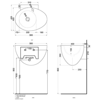 Раковина подвесная Cielo Le Giare LGLS56 CP 56 см розовый