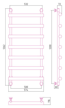 Полотенцесушитель водяной Сунержа АТЛАНТ 1200х500 00-0226-1250