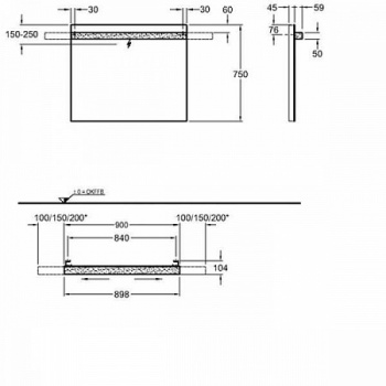 Зеркало с подсветкой 90 см Geberit iCon 840790000