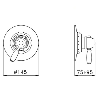 Внешняя часть встраиваемого термостатического смесителя для душа Stella Italica IS3293 P.V., хром IT 06010 CR00