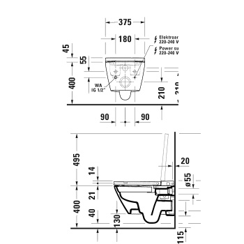 Duravit D-Neo Крышка Sensowash  с возможностью подключения автосмыва, цвет белый (для унитаза 2502092096)