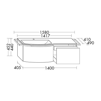 Burgbad Yso Комплект подвесной мебели 158x49x45 см, цвет: белый глянец/аутентичный дуб SFAD141 L F2184 K0387 C0001*1