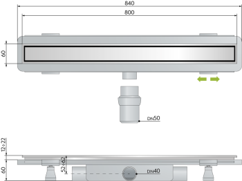 Дренажный канал OMP Tea Renova 5953.201.8.05 80 см хром