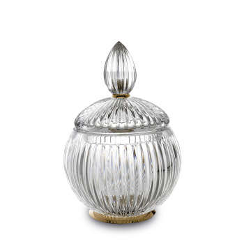 3SC ELEGANCE Баночка универсальная, D=12/h18 см, с крышкой, настольная, цвет: прозрачный хрусталь/зо