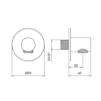 Вывод из стены для душевой лейки Almar, черный матовый E095040.MB