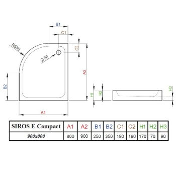 Душевой поддон Radaway Siros E90x80 Compact Right 800 SBE9817-1R правый