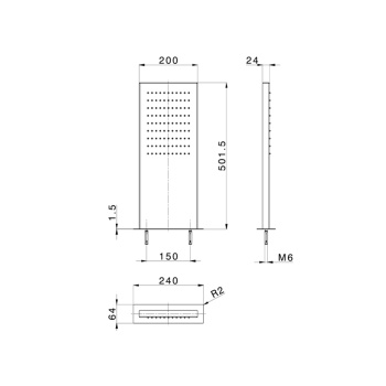 Верхний душ Cisal Zen Shower настенный, 50х20х0,24 см, полированная нержавеющая сталь ZS022060D2