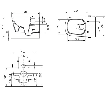 Унитаз-биде подвесной TECE Teceneo 9700205