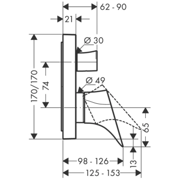 Axor Starck Organic Смеситель для ванны, встраиваемый, с переключателем на 2 потока, со защитной ком