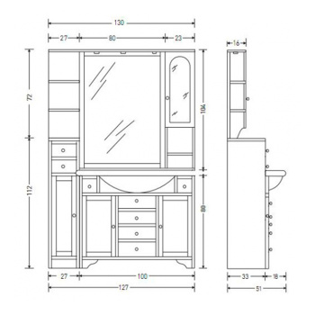 Раковина Eban Arianna/eleonora/simona Amerina105 керамическая 105x52см c 1 отв, белая, FPLEB105-B*1