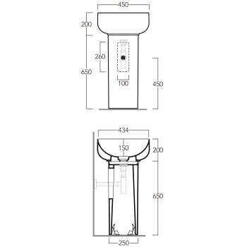 Колонна под раковину квадратная см Simas Bormio CN400bi белый