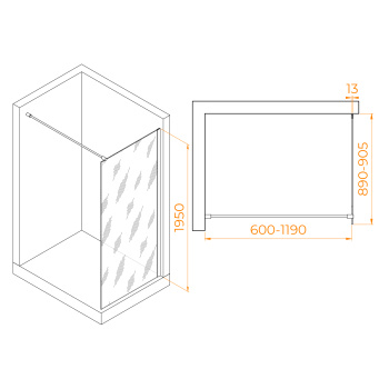 Душевая перегородка RGW Walk In WA-010 неподвижная 90 см 351001009-31