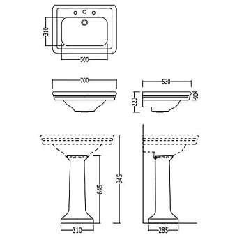 Раковина Devon&Devon Etoile 70х53 с 1 отверстием под смеситель белый со склада продаем только с консолью DEETOILECR ! IBLG1FET