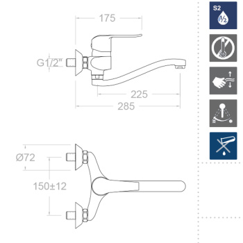 Смеситель для кухни Ramonsoler Ypsilon настенный plus 640702CC