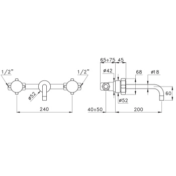 Встраиваемый смеситель для раковины Stella Aster 3863 AT 01001 CR00 хром