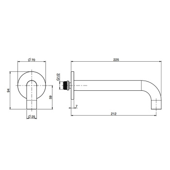 Излив для настенного монтажа Fima Carlo Frattini длина 207, браш черный хром F2929CS