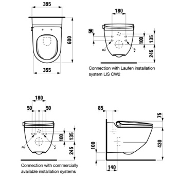 Унитаз-биде подвесной Laufen Cleanet Riva 8.2069.1.757.000.1 с пультом, белый матовый/хром