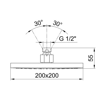Верхний душ Fantini Mint 200х200, черный матовый 86 13 8008