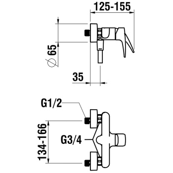 Laufen Laurin смеситель для душа, настенный, однорычажный, с одним выходом, с аксессуарами, цвет хром